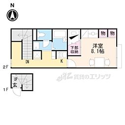 レオパレス喜楽楽2 1Kの間取図画像