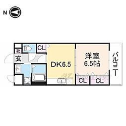 近鉄大阪線 五位堂駅 徒歩7分の賃貸マンション 3階1DKの間取り