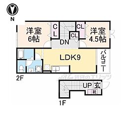 バーン・グロリア 2階2LDKの間取り