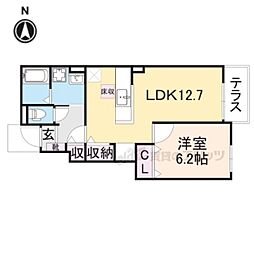 近鉄南大阪線 磐城駅 徒歩5分の賃貸アパート 1階1LDKの間取り