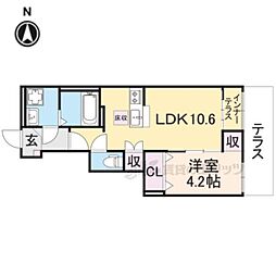 中曽司町新築アパート 1階1LDKの間取り