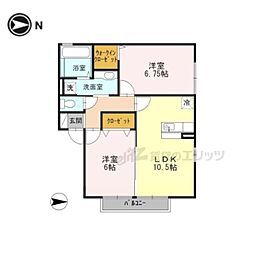 アルソレア　Ａ棟 2階2LDKの間取り