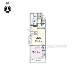 ガレーナ 3階1LDKの間取り