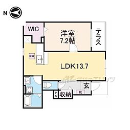 ペルシェ　ドゥ 1階1LDKの間取り