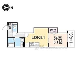 シュエット四条大路 2階1LDKの間取り