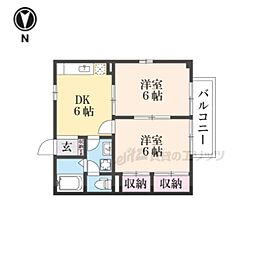 コスモミレニアム 2階2DKの間取り