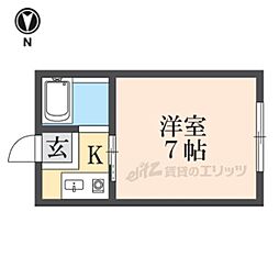 ロイヤル高田 3階1Kの間取り