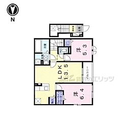 ヴェルデ　ルーチェ 2階2LDKの間取り