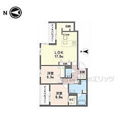 シャーメゾン オークルート奈良 2LDKの間取図画像