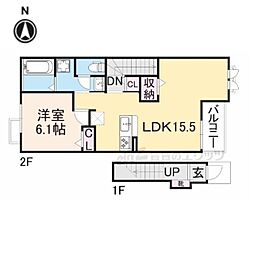 クレストール2 1LDKの間取図画像