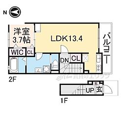 ラフィネ 1LDKの間取図画像