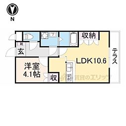 クアトロ・セゾン 1LDKの間取図画像