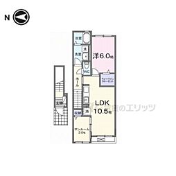 サンシャイン中曽司 1LDKの間取図画像