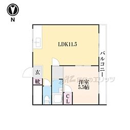 ロイヤルハイツ橿原2 1LDKの間取図画像
