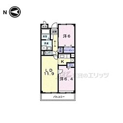 ブルジュール 2LDKの間取図画像