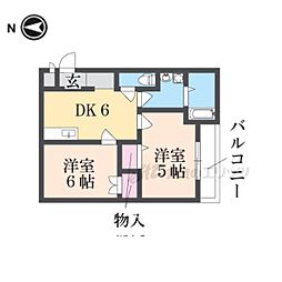 權内マンション 2Kの間取図画像