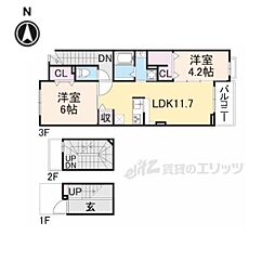 プロフィット 2LDKの間取図画像