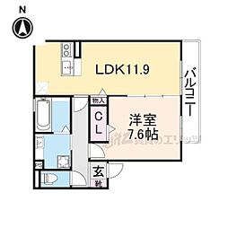 リガーレ大和1番館 1LDKの間取図画像