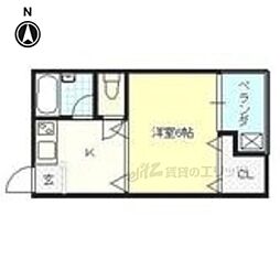 アーク八木 1Kの間取図画像