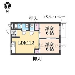 クリスタル21 2LDKの間取図画像