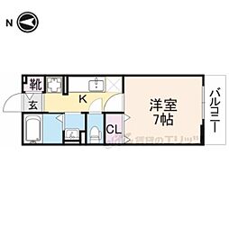 コメンサール 1Kの間取図画像
