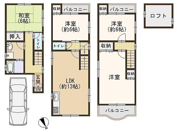 東大阪市小阪本町　中古戸建(4LDK)の間取り