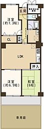 松原天美スカイハイツ 3LDKの間取図画像