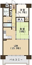 アンビエント金剛東 2LDKの間取図画像