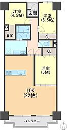 朝日プラザ千里北C棟 3LDKの間取図画像