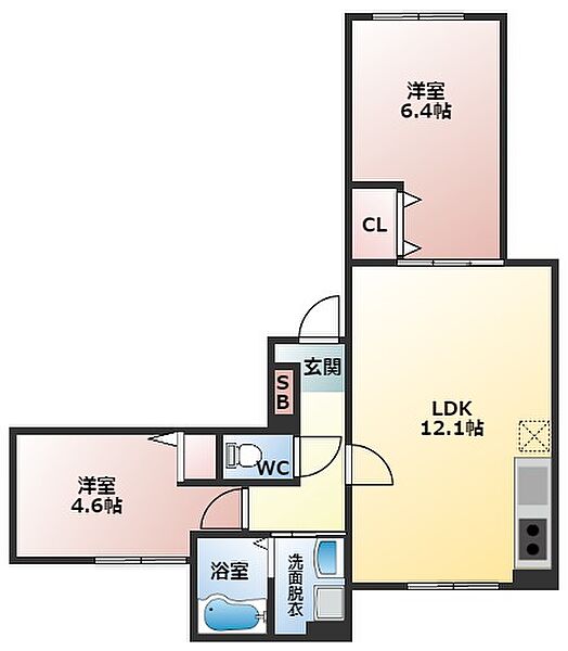 大阪府藤井寺市沢田2丁目(賃貸アパート2LDK・3階・51.06㎡)の写真 その2