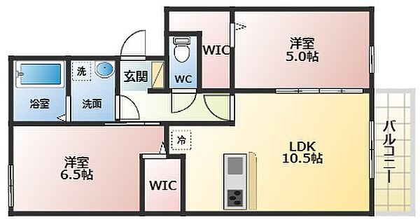 リバーサイドガーデン ｜大阪府藤井寺市小山7丁目(賃貸アパート2LDK・3階・53.79㎡)の写真 その2