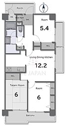 エクセラート吉田 3LDKの間取図画像