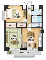 プロスパー1 2DKの間取図画像