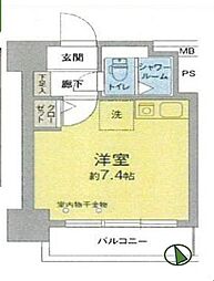アルス中目黒 ワンルームの間取図画像
