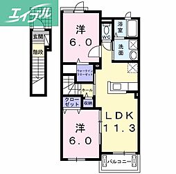 ディリジェントサユリA 2LDKの間取図画像