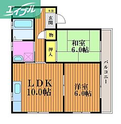 MHK 2LDKの間取図画像