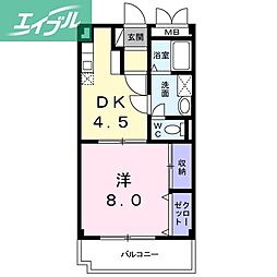 グランパス・21 1DKの間取図画像