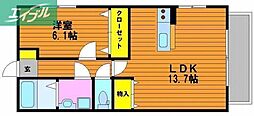 ウッディバードB 1LDKの間取図画像