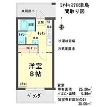 ミオキャステロ津島  ｜ 岡山県岡山市北区津島本町（賃貸マンション1K・2階・25.20㎡） その2