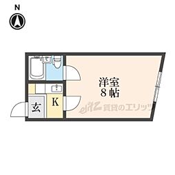 諏訪東生駒ビル 4階1Kの間取り