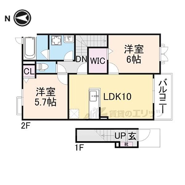 シエルブルーII 202｜奈良県天理市櫟本町(賃貸アパート2LDK・2階・57.64㎡)の写真 その2