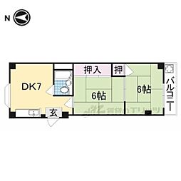 近鉄生駒線 南生駒駅 徒歩3分の賃貸マンション 1階2DKの間取り