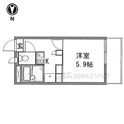 近鉄奈良線 若江岩田駅 徒歩13分の賃貸アパート 3階1Kの間取り