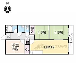 近鉄奈良線 東生駒駅 徒歩5分の賃貸マンション 1階3LDKの間取り