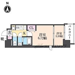 AELL OSAKA EAST 13階2Kの間取り