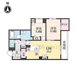 京阪本線 萱島駅 徒歩7分の賃貸アパート 1階2LDKの間取り