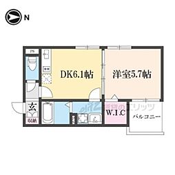 京阪本線 西三荘駅 徒歩3分の賃貸アパート 1階1DKの間取り