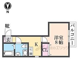 JR片町線(学研都市線) 藤阪駅 徒歩11分の賃貸マンション 5階1Kの間取り