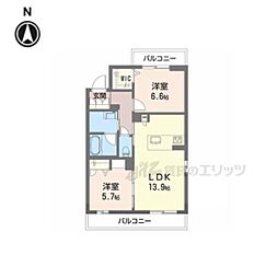 サクラ・メゾン　イースト 2階2LDKの間取り