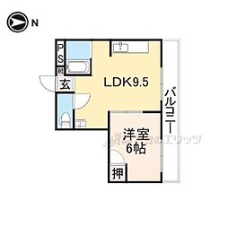 サニーコート菜畑 2階1LDKの間取り